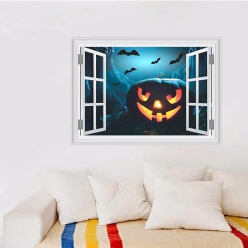 Hallowmas13 New Halloween 3D horror Ghost Castle pumpkin head living room decoration wall sticker