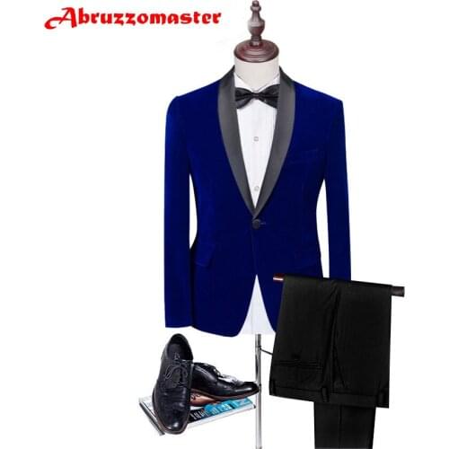 Classic Black Shawl Lapel Black Velet Groom Suits Tailored Men Suits Wedding/Prom/Dinner Groom Tuxedos (Jacket+Pant+Bowtie)