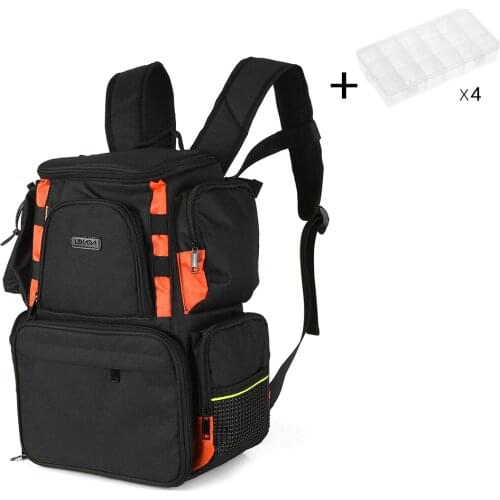 Lixada Fishing Tackle Bag Backpack Fishing Lures Bait Box Storage Bag with 4 Fishing Tackle Boxes fishing rod bag for fishing