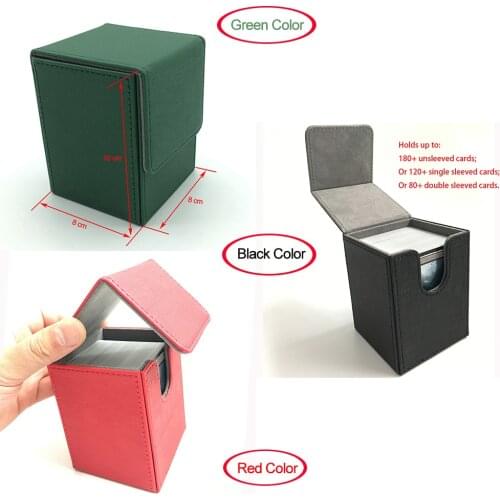 Small Size Top Open Mtg Deck Box Deck Case Trading Card Box Pokemon cards box: Green, Black, Red