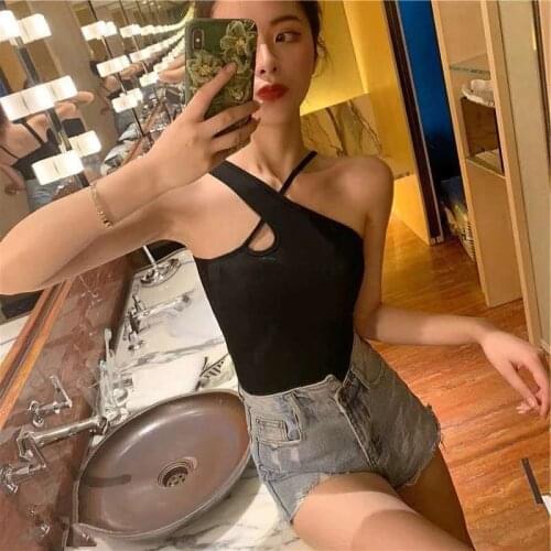 Sexy Cross Camis Slim Female Camisole Summer Hollow Out Streetwear Sleeveless Crop Top Solid Color Cotton Basic Women Camisole