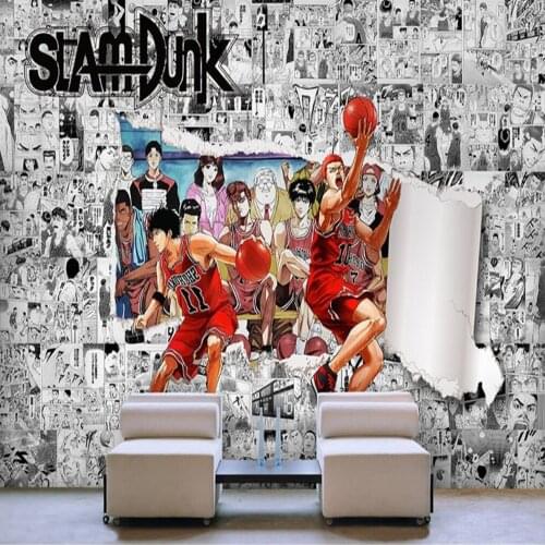 Milofi custom 3D wallpaper mural anime slam dunk master black and white comic cartoon living room bedroom background wall decora