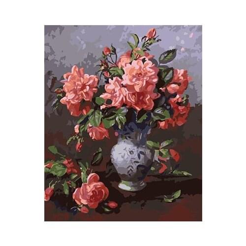 Frameless Pictures Painting By Numbers DIY Digital Oil Painting On Canvas Wedding Decoration Flower Wall Art 40*50cm G385