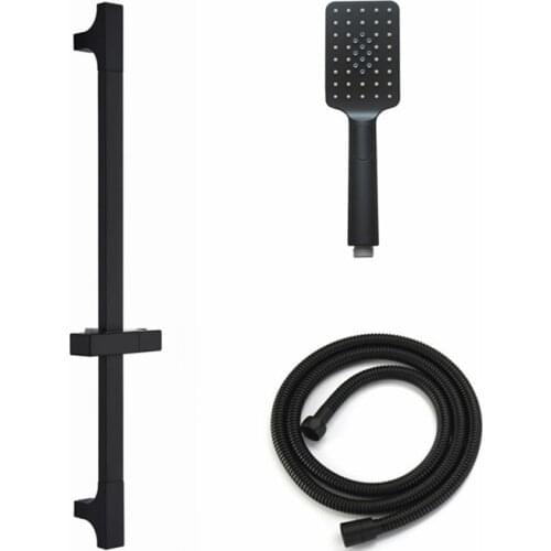 Black Shower Sliding Bar Wall Mounted Shower Bar Adjustable Sliding Rail Set 3 Function Shower Minimalist Style