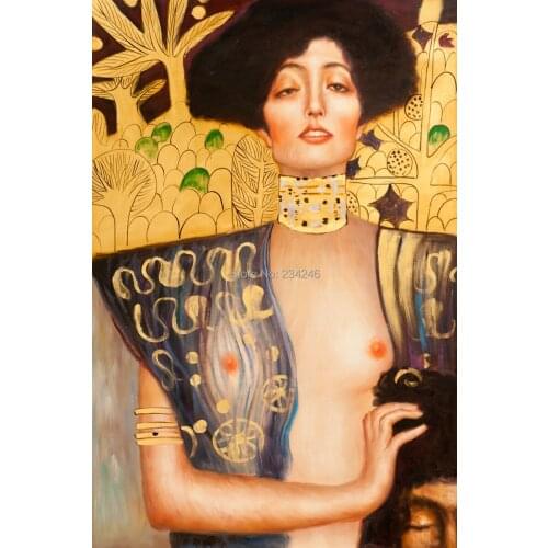 Wall Paintings on Canvas Decoration - Judith Klimt I by Gustav Klimt Portrait Oil Painting Reproductions Free Shipping