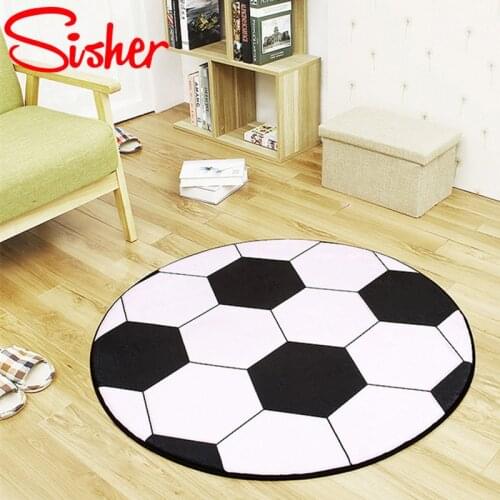 Anti-slip Polyester Ball Round Carpet Computer Chair Pad Football Basketball Living Room Mat Children Bedroom Rugs Bedroom