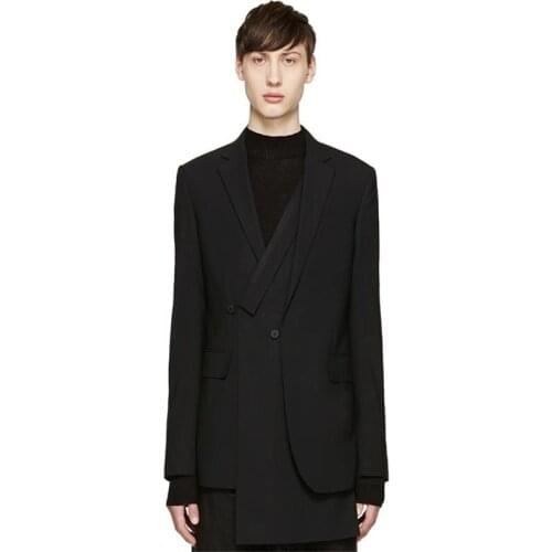 Mens New clothing fashion GD hair stylist Catwalk Slim Double breasted stitching Suit plus size Singer costumes