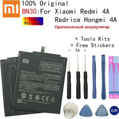 Original Replacement Battery For Xiaomi Mi Redmi Hongmi 4A Redrice 4A BN30 Genuine Phone Battery 3120mAh