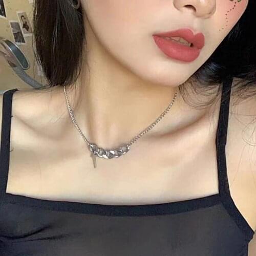 Tocona Vintage Silver Color Cross Pendant Necklace for Women Charming Chain Choker Necklace Punk Jewelry Wholesale 14968