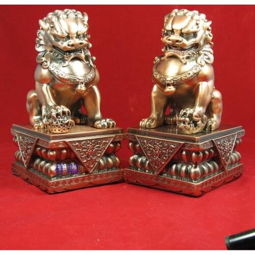 Sales Genuine Pure A pair of copper lion decoration rich furnishings town house lion feng shui home decoration crafts