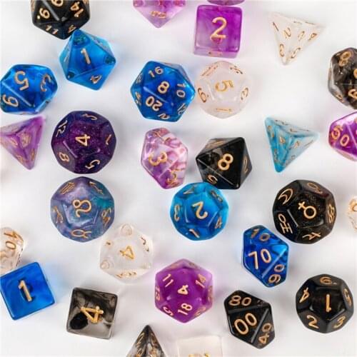 Resin Polyhedral Pearl Pattern Dice Muti-color Pearl Dice Set Pathfinder Hells Vengeance RPG Ornamented Dice Set
