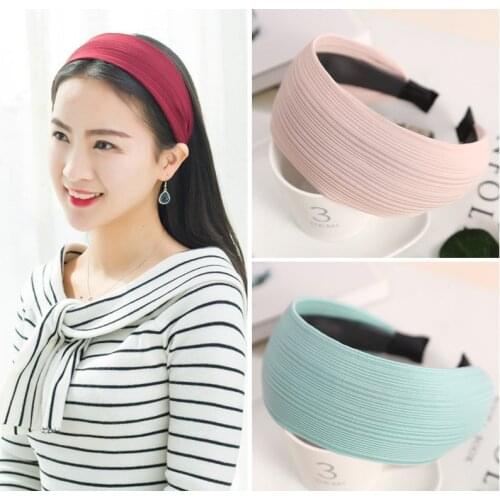 New Fashion Elegant female Hairbands Women Girls wide hair head bands hoop accessories Solid Fabric Headbands headwear headdress