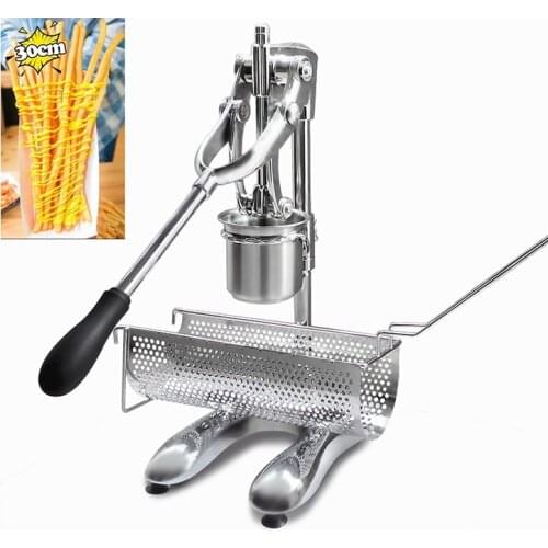 30cm Long French Fries Cutter Extruder Potato Press Maker Stainless Steel Potato Chips Making Machine for Household Commercial