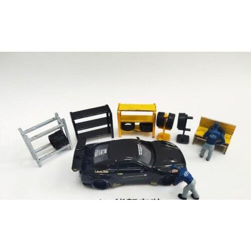 1/64 repair kit shelf props tire rack model scene props shelves table
