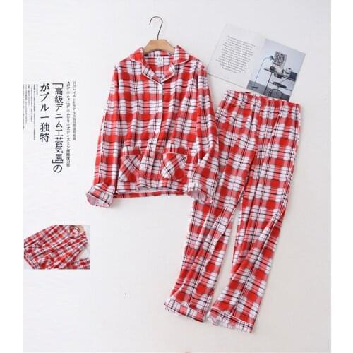 JULYS SONG Christmas Pajamas Set Cotton 2 Pieces Autumn Winter Pattern Women Casual Sleepwear Long Sleeve Trousers Homewear