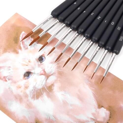 10pcs Hook Line Pen Watercolor Brush Practical Art Painting Stroke Wolf Hao Hook Line Pen Paint Brush Set Nylon Hook Pen