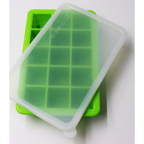 Silicone Ice Cube Trays with No Leaking Lid, Easy-Release and Flexible 15- Cavities Square Ice Cube Mold