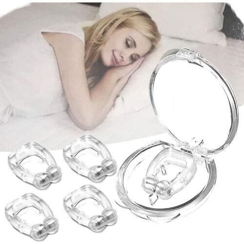 Silicone Magnetic Anti Snore Stop Snoring Nose Clip Sleep Tray Sleeping Aid Apnea Guard Night Device with Case