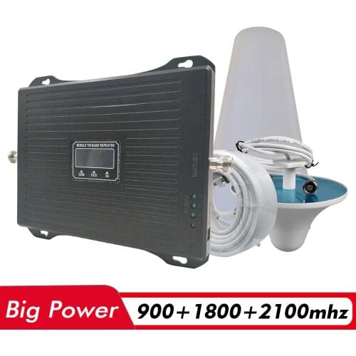 2G 3G 4G Tri Band Signal Booster GSM 900 DCS/LTE 1800 UMTS WCDMA 2100 Cell Phone Signal Repeater Cellular Amplifier Antenna Set
