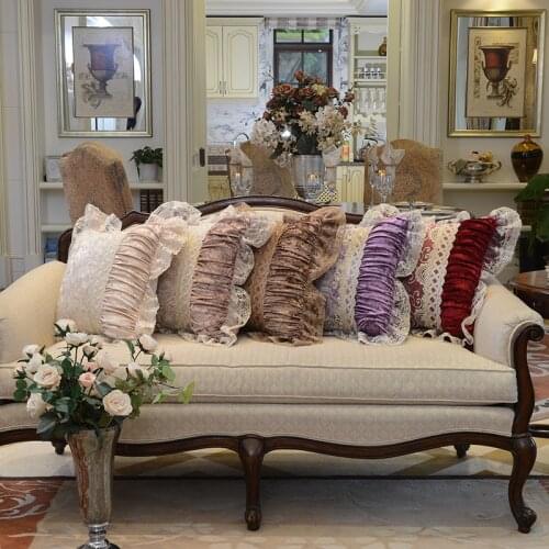 Home Decoration Luxury Lace Velvet Cushion Cover Pillowcase Square Floral Cushion Case For Throw Pillow Household Textile