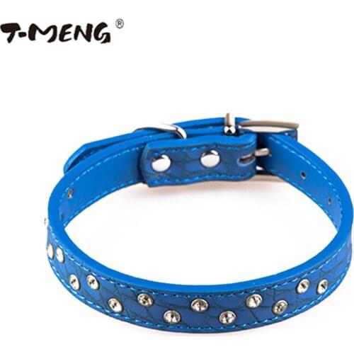Bling Rhinestone Dog Collar Diamante Pu Leather Cat Necklace For Puppy Small Big Dogs Crocodile Pattern Pet Products