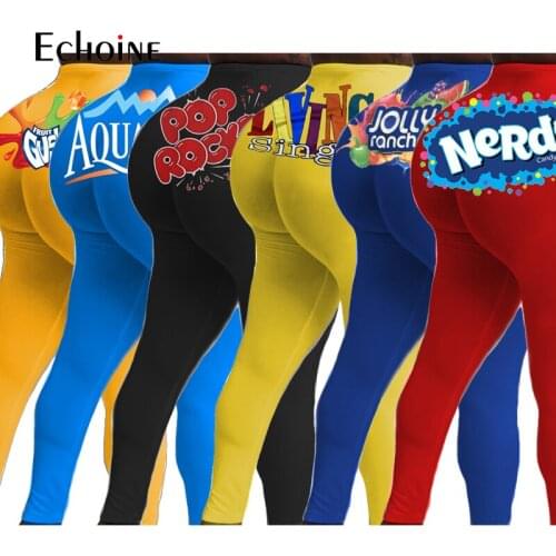 Echoine Women Candy Color Sexy Leggings High Waist Joggers Elastic Bodycon Trouser Stretch Sweat Pant Sports Sweatpants