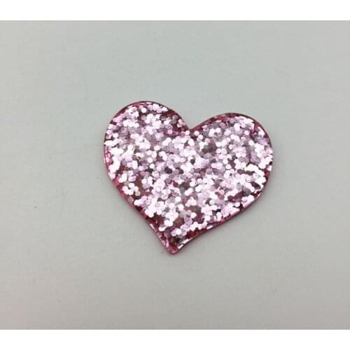 10pcs Sparkle 30x35mm 3D Resin Pink/Silver Glitter Heart Flatbacks Cabochons Embellishments DIY Wedding Decorations Crafts