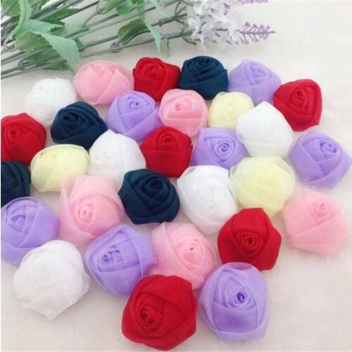 10 pcs Lots Organza Ribbon Rose DIY Craft Scrapbook Sewing Appliques B136