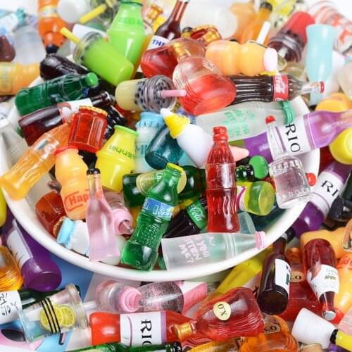 10Pcs Mix Design Resin Flatback Cabochon Art Supply Decoration Charm Craft Mini Drink Bottle Lucky Bag DIY Phone Case Beauty