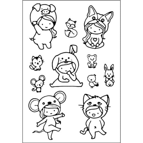 11x16 Girl wearing a hood Transparent Clear Rubber Stamp Sheet Cling Scrapbooking Photo Album PaperCard DIY Craft