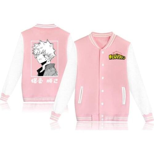 2021 Hot Sale Anime Cartoon My Hero Academy Men Women Baseball Jacket Bakugou Katsuki Print Sports Oversize Unisex Clothing