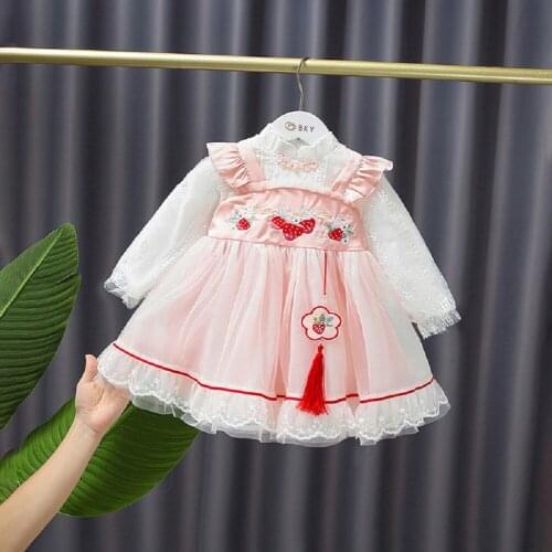 2021 Girls Pink Autumn Mini Dress Dress Skirt Sweet And Super Western Strawberry Net Gauze Tutu Skirt