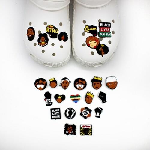25 Pcs Funny Little Boys and Girls Black Lives Matter Fits Shoe Charms PVC Colg DIY Shoes Decoration BLM For Kid Gifts
