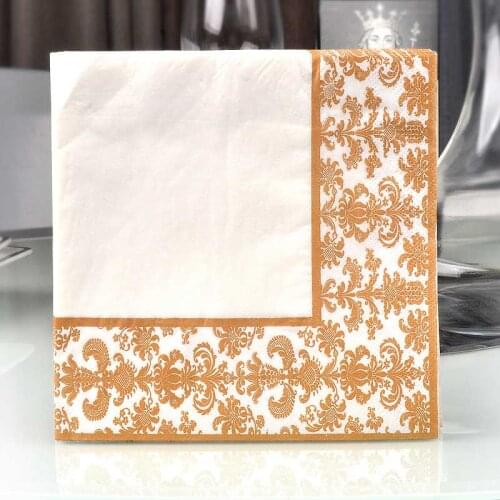 3 packs Of Color Napkin Gold Printing Meal Pad Paper Hotel Cups Floral Paper Wedding Atmosphere Paper