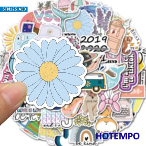 50pcs Cute Small Fresh Graffiti Simple INS Style Decals Stickers Pack for DIY Stationery Scrapbook Phone Laptop Suitcase Sticker