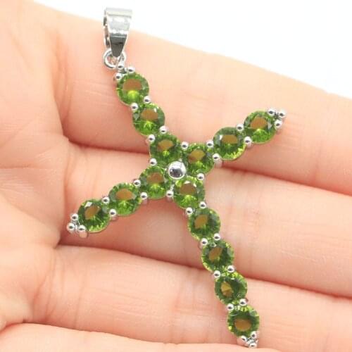 40x28mm SheCrown Big Super Big European Created Green Peridot Orange Spessartine Garnet CZ For Women Silver Pendant