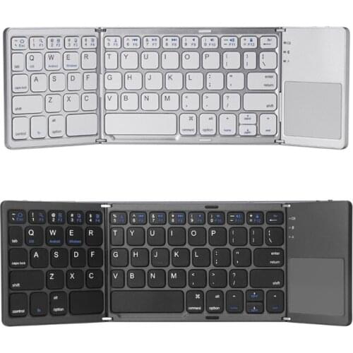 Wireless Bluetooth Keyboard Foldable Touchpad Dual Mode USB Wired Rechargable Portable for Windows Phone Tablet PC