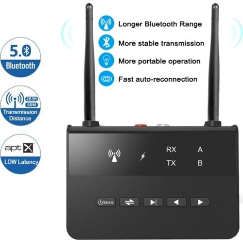 Bluetooth 5.0 RCA Transmitter Receiver Adapter Bypass Aptx Music Audio Wireless Adapter 3.5mm AUX Jack For TV PC Car Headphones