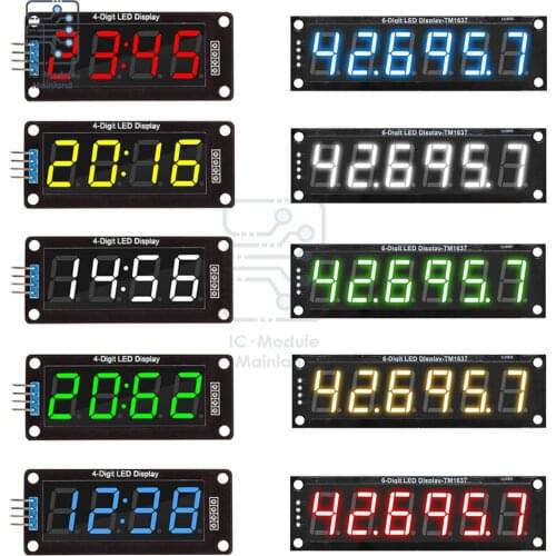4/6-Digit 0.56 inch 7 Segments Digital Tube Clock Module Double Dots LED Display TM1637 For Arduino Blue Yellow White Green Red