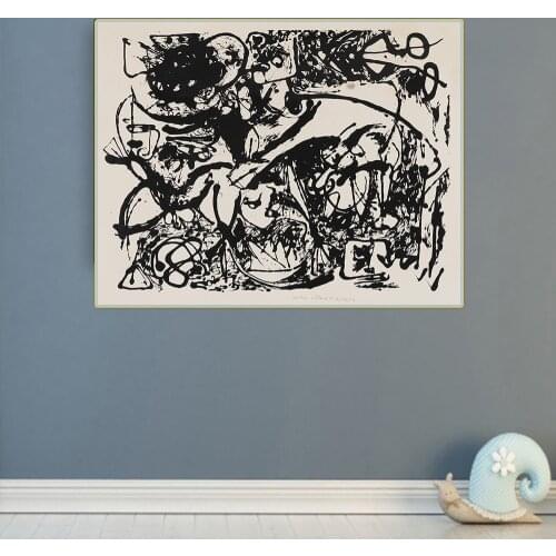 Citon Jackson Pollock《Number 8 (Black Flowing)》Canvas Art Oil Painting Famous Artwork Poster Picture Wall Decor Home Decoration