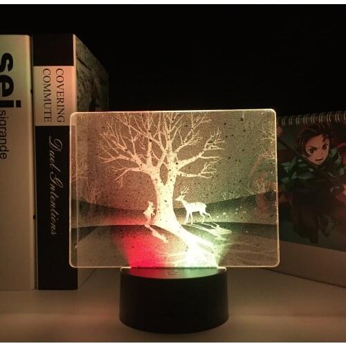 Two-Color Series Sleigh And Deer Flying In The Sky 3D Lamp Visual Illusion Acrylic Light Guide Plate for Festival Birthday Gifts