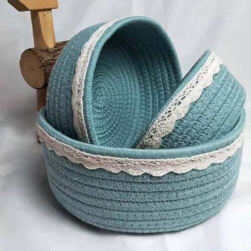 Cotton Bread Storage Basket Woven Finishing Basket Nordic Style Storage Box for Sundries Desktop Debris Thread Home Organizer