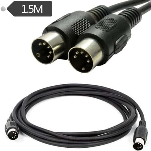 MIDI Cable Male to M 5 Pin DIN Plug Black 1.5m