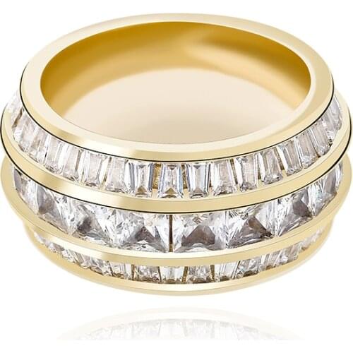 New Square Cubic Zirconia Stones Rings Iced Out Micro Pave Cool Men Women Couple Gold Rings Hip Hop Jewelry Gift Anillo Cincin