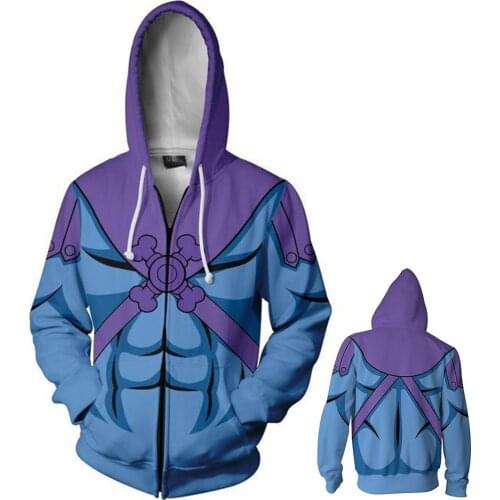 He-Man and the Masters of the Universe Cosplay Costume 3D Print Sweatshirt Zipper Hooded Cartoon Sweatshirt fashion Jackets