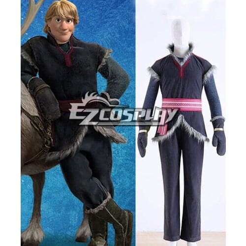 Snow Queen Kristoff Cosplay Movie Costume Grey Outfit E001