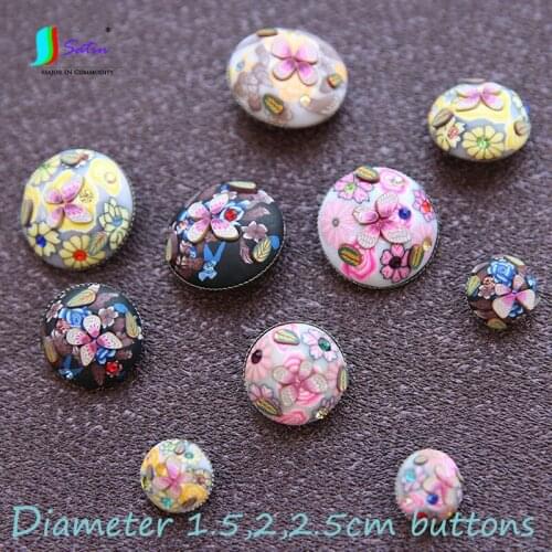 Nice Colored Drawing Sweater Coat DIY Accessory Black Pink stereoscopic Butterfly Flower Rhinestone Hemispherical Button A0010C