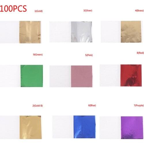 100 Sheets Foil Leaf Paper Imitation Gold Silver Copper Leaf Gilding Craft DIY