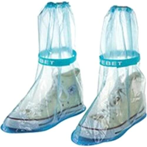 1pair Reusable Waterproof Rain Shoes Covers Slip-resistant Padded Wear Rain Boot Shoes Outdoor Walking High-top Shoes Accessory