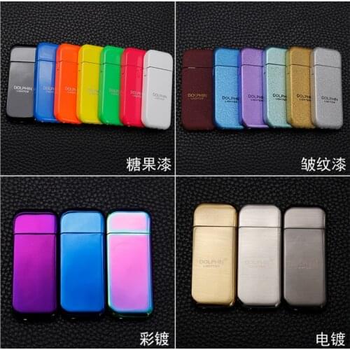 Fashion candy paint wrinkle paint plating color plating Ultrathin Butane inflatable gas metal cigarette lighter ( no fuel )